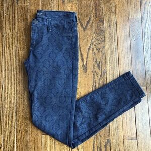 KanCan Women’s 3 Navy Blue Mid-Dise Two-Tone Damask Printed Skinny Jeans - VGUC!